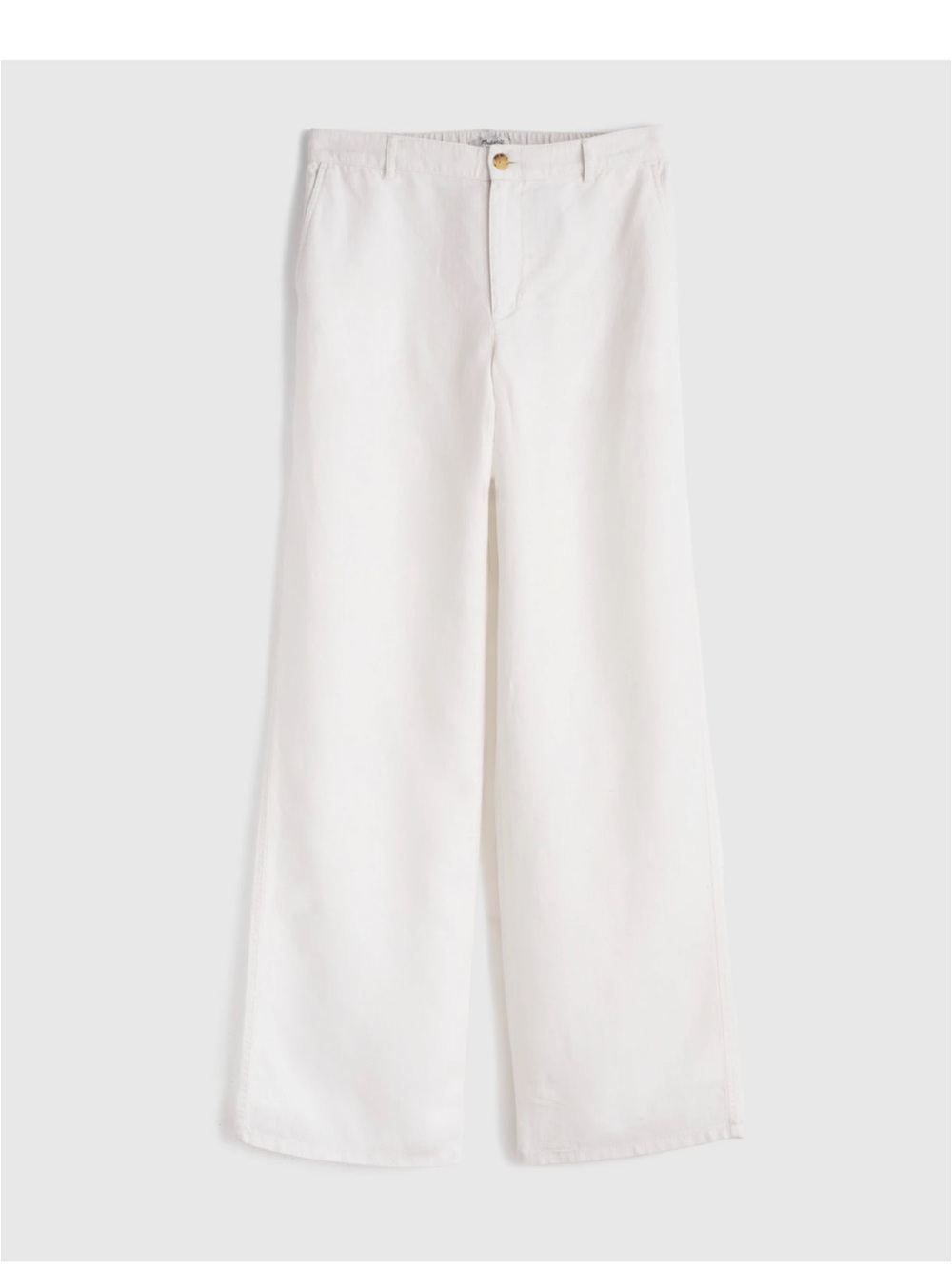 Madewell White 100% Linen Wide-Leg High-Rise Pants NV126 Brand New 0